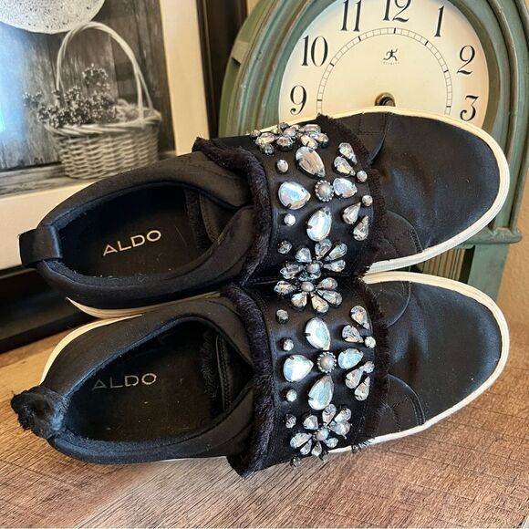 ALDO Black Dreaclya Rhineshone Jeweled slip on sneakers 8 - Picture 8 of 16